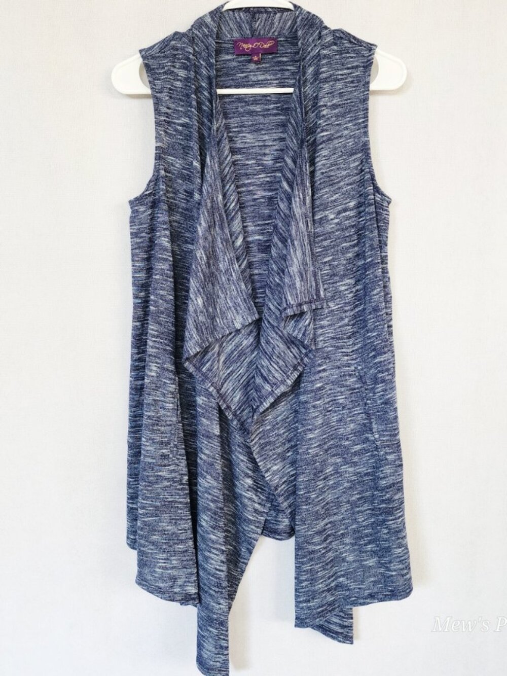NWOT - Nancy O'Dell Sleeveless Open Cascade Sweater in Navy